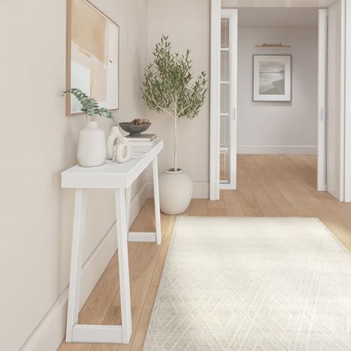 Plank+Beam Solid Wood Console Table, 46.25 Inch, Sofa Table, Narrow Entryway Table for Hallway, Behind The Couch, Living Room, Foyer, Easy Assembly, White Plank+Beam