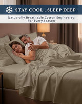 LANE LINEN 100% Egyptian Cotton Bed Sheets - 4PC Full Sheets Set, Long Staple Bedding Sheets, Sateen Weave, Luxury Hotel Sheets, Fits Upto 16" Mattress, Swiss Dot - Taupe LANE LINEN