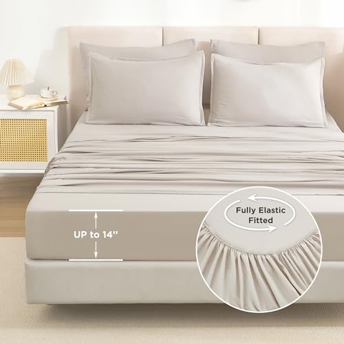 Litanika Full Size Comforter Sets Linen - 7 Pieces Bed in a Bag Full Bedding Comforter Sets, Solid Lightweight Bed Set with Comforter, Sheets, Pillowcases & Shams Litanika