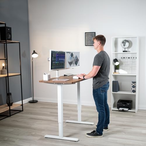 VIVO Compact Hand Crank Stand Up Desk Frame for 37 to 77 inch Table Tops, Ergonomic Standing Height Adjustable Base with Foldable Handle, White, DESK-M051MW VIVO