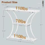 Hoctieon 3 Tier Console Table with Open Wood Shelves, Decorative Entryway Table with Curved Metal Frames, Narrow Sofa Table for Entrance, Living Room, Hallway, White Marbled Hoctieon