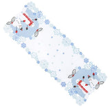 Christmas Table Runner 36 inches Long Snowman Snowflake Blue White Embroidered Dinning Table Decorations Winter Holiday Xmas YINFUNG