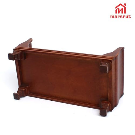 1:12 Scale Doll House Miniature Single Bed with Bedding Fabric & Pillow, Wooden Vintage Victorian European Style Bedroom Furniture Decor Christmas Accessories, Mini Sleigh Bed for 6 Inch Dolls Marsrut