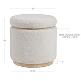 Linon Home Décor Cream Sherpa Round Storage Wooden Base by Linon Lexington Ottoman (AMZN2305) Linon