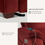 MCombo Power Zero Wall Hugger Recliner Chair for Small Space RV Living Room, Power Recliner with Adjustable Headrest, USB & USB-C Charging Ports, Fabric ST257 (Burgundy)