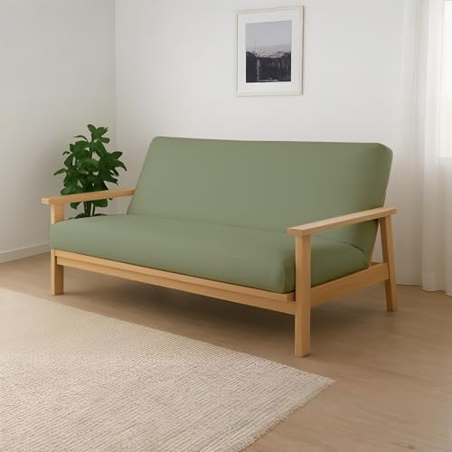 Cottington Lane Full Size Futon Cover, Japanese Futon Armless Premium Cotton Zipper Sleeper Sofa Cover, Soft Durable Slipcover for Dorm Room, Guest Bedroom, Living Room, Sage Solid Cottington Lane