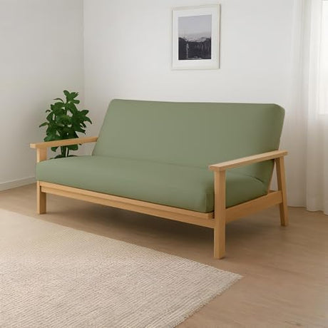 Cottington Lane Full Size Futon Cover, Japanese Futon Armless Premium Cotton Zipper Sleeper Sofa Cover, Soft Durable Slipcover for Dorm Room, Guest Bedroom, Living Room, Sage Solid Cottington Lane