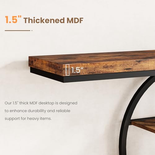 55" Industrial Narrow Entryway Table with 5-Tier Storage - Heavy-Duty o-Shaped Metal Frame Console Table for Hallway, Living Room & Couch Behind, Space-Saving Long Entrance Table for Small Spaces IDEALHOUSE