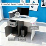 HPLWYM White Grey Reception Desk with Counter, Reception Table with Lockable Drawer, Front Desk Reception Room Table for Office Lobby Cafe Salon HPLWYM