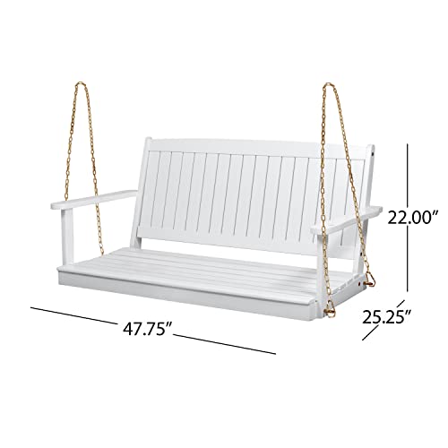 Christopher Knight Home Phoebe Outdoor Acacia Wood Porch Swing, White