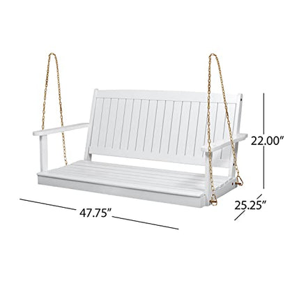 Christopher Knight Home Phoebe Outdoor Acacia Wood Porch Swing, White