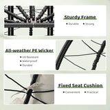 Bifanuo Double Hanging Egg Chair with Stand, Outdoor Indoor Swing Chair with Removable Cushion for 2 Person, Heavy Duty 700LBS Capacity for Patio, Bedroom, Garden (Black-Beige)