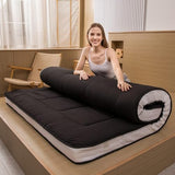 MAXYOYO Futon Mattress, Padded Japanese Floor Mattress Quilted Bed Mattress Topper, Extra Thick Folding Sleeping Pad Breathable Floor Lounger Guest Bed for Camping Couch, Black, Full Size MAXYOYO