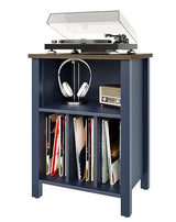 LIDYUK Record Player Stand, Vinyl Record Storage Table End Table with Display Shelf Holds up to 130 Albums, Large Nightstand Wood Turntable Stand Cabinet Side Table for Living Room, Bedroom, Blue LIDYUK