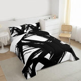 jejeloiu Black and White Comforter Set Queen Size， Abstarct Bedding Set for Kids Boys Girls Modern Stripe Neutral Art Duvet Quilt Bedroom Decor Microfiber 3 Pcs with 2 Pillow Cases jejeloiu