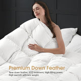 CYMULA Twin Size Feather Down Comforter - All Season White Duvet Insert, Lightweight Box Stitched, Fluffy Breathable, Ultra Soft Quiet Hotel Style with 8 Tabs(68" x 90") CYMULA