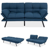 MUUEGM Futon Sofa Bed Memory Foam Navy Blue Futons Modern Office Couch Sleeper Bed Convertible Love seat Sofa for Small Spaces,Apartment,Office with Adjustable Armrest Backrest MUUEGM