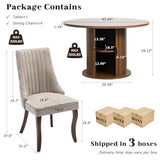 SoarFlash Kitchen Table and Chairs for 4, 47" Dining Table Set for 4 with Velvet Upholstered Chairs, 5 Piece Round Kitchen Table Set, Dining Room Table Set for Small Space, Apartment SoarFlash