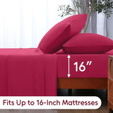 LONAVA Full Sheet Set 4 Pieces,Magenta Red Ultra Soft & Breathable Microbifer Sheets, 1600 Thread Count Hotel Luxury Oeko-Tex Bed Sheets, 14-16 Inch Deep Pocket Durable Wrinkle Free Sheets LONAVA