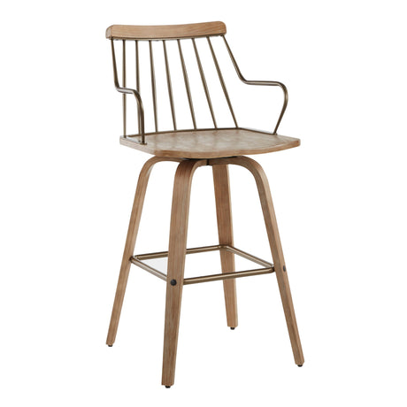 Preston - Farmhouse Counter Stool - White Washed / Antique Copper HouseOfZazla