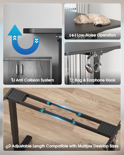 Zontera Standing Desk Frame with Powerful Dual Motor, 265 lbs Weight Capacity, Electric Adjustable Desk Legs for Max 75″x 35.4″ Desktop, 3 Memory Height Settings, Black Frame Only Zontera