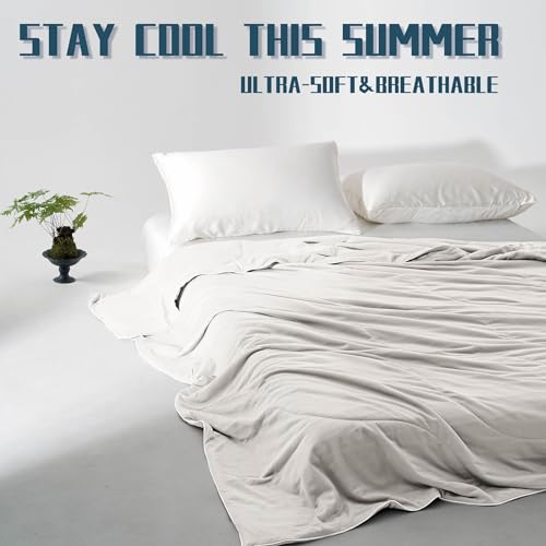 DOWNCOOL Cooling Comforter, Cream White Cooling Blanket King Size, Cooling Duvet for Hot Sleeper, Breathable Summer Quilt, Lightweight Soft Q-Max>0.4 Arc-Chill Cool Comforter,106"X90" DOWNCOOL