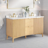 OVE Decors Indy 60 in. Undermount Double Sink Bathroom Vanity with White Engineered Marble Top, Rustic Ash OVE Decors