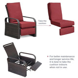 ATR ART TO REAL Outdoor Recliner, Outdoor Resin Wicker Patio Recliner Chair with 5.5'' Cushions, Patio Furniture Auto Adjustable Rattan Sofa, UV/Fade/Water/Sweat/Rust Protected, Easy to Assemble (Red)