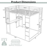 Bellemave Full Size Loft Bed with Desk and 2 Shelves, Metal Loft Bed Frame with 2 Ladders and Guardrails for Kids Teens (Black/Full) Bellemave