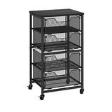 Rolling Cart with Drawers, 4-Drawer Storage Cart on Wheels with Wooden Top, Metal Utility Cart with Storage Drawers, Craft Storage Art Cart for Classroom, Office, Kitchen, Bedroom,Patent Pending Aokitsink