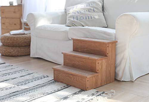 zoovilla PTR0082212010 Yorkshire Pet Step with Storage, Wood Bedside Ramp with Storage, Natural Wood, 15.55″D x 17.50″W x 14.76″H zoovilla