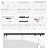 Jilron Room Divider Curtain Ceiling Curtain Track Set for Blackout and Privacy (Black Curtain + Black Track) 106" W x 84" L -1 Piece Jilron