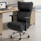 OKUP Reclining Office Chair with Adjustable Headrest and Footrest, 170° Ergonomic Comfortable Office Chair Zero Gravity, Leather Executive Home Office Desk Chair (Black) OKUP