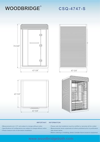 Woodbridge Infrared Home Sauna Room 2 Person Hemlock Wooden Indoor Sauna,7 Carbon 2230W/120V Heaters,with Led Color Therapy Light,Bluetooth Speaker,Tempered Glass,Touch-Tone Keypad and A Top Vent WOODBRIDGE