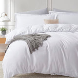 Hearth & Harbor White Duvet Cover King Size - 3 Piece Soft Double Brushed Bedding Set - Includes 1 King Duvet Cover with Button Closure 104x90 inches and 2 Pillow Shams Hearth & Harbor