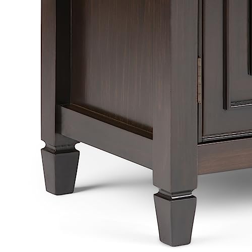 SIMPLIHOME Connaught SOLID WOOD 40 Inch Wide Traditional Entryway Storage Cabinet in Dark Chestnut Brown, For the Living Room, Entryway and Family SIMPLIHOME