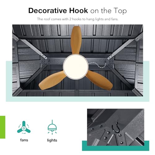 Patiorama 12’ x 16’ Hardtop Gazebo, Outdoor Wood Grain Frame Aluminum Gazebo with Galvanized Steel Double Vented Roof Canopy, W/Shaded Curtains and Netting, Pergola for Patio, Yard, Garden (Grey) Patiorama