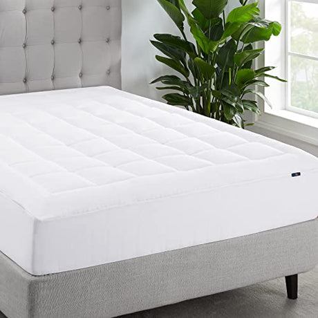 Serta ComfortSure Full Mattress Cover, Fitted Pillow Top Mattress Pad, Super Soft and Breathable Quilted Cotton Protector with 18" Elastic Deep Pockets for Secure Fit, White Serta