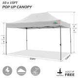COBIZI 10x15 Pop Up Canopy with 4 Sidewall,Heavy Duty Canopy UPF 50+ All Season Wind Waterproof Commercial Outdoor Wedding Party Tents for Parties Gazebo with Carry Bag(10 x 15 ft White) COBIZI