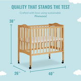 Dream On Me 2-In-1 Lightweight Folding Portable Stationary Side Crib In Natural, Greenguard Gold Certified, Baby Crib To Playpen, Folds Flat For Dream On Me