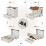 AMERLIFE Twin Size Murphy Bed, Farmhouse Wooden Cabinet with Charging Station and Storage Drawer for Bedroom/Office/Guest Room, White+Barnwood AMERLIFE