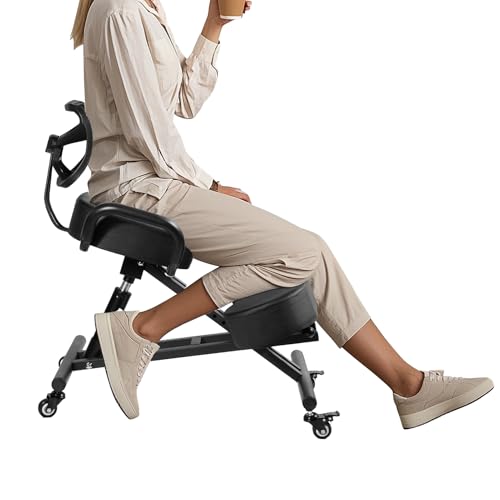 Kneeling Chair, Ergonomic Kneeling Chair with Back Support, kneelings Office Chairs with Adjustable Height and Lumbar Support for Banking Meeting Room Office Home Reception,Improve Postures Generic