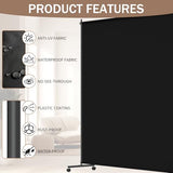 VAMFUTRE Single Panel Room Divider/Privacy Screen with Caster Wheels and Brakes - Stylish and Versatile Partition for Home,Office,School and Restauran (Black, 6FT*6FT) VAMFUTRE