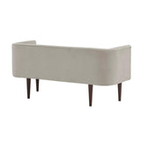 Madison Park Farrah Entryway Accent Bench with Curved Backrest, 8.75" Cushion Seating Bench for Living Room, Compact Bed End Bench with Solid Wood Legs & Soft Poly Velvet Uplhostery, 49" W, Cream Madison Park