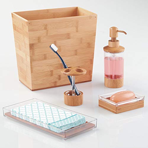 iDesign Rectangular Bamboo Waste Basket, The Formbu Collection – 10.5" x 5.75" x 10”, Natural Wood Finish InterDesign