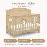 Simmons Kids SlumberTime Emma 4-in-1 Convertible Baby Crib N More - Greenguard Gold Certified, Natural Sandstone