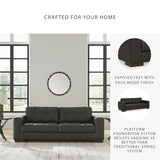 Signature Design by Ashley Luigi Modern Tufted Leather Match Sofa, Black Signature Design by Ashley