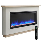 SimpliFire 50-Inch Allusion Platinum Linear Electric Fireplace with Mantel Package, Floor or Floating Install Wall-Mounted Fireplace with Ready-to-Finish Boyd Build-Out Kit, Remote Controlled SIMPLIFIRE
