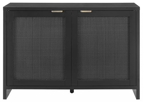 Crosley Furniture Kenji Media Console, Record Player Stand with Vinyl Storage, Modern Home Organizer, Black Crosley Furniture