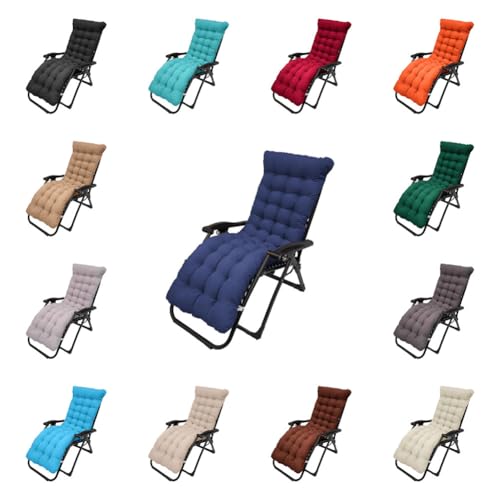 Pasrdqoyp Patio Chaise Lounger Cushion,61in Lounge Chair Recliners Chair Cushions,Thicker Padded Chaise Lounger Swing Bench Cushion for Outdoor Indoor Home Office (Navy Blue)
